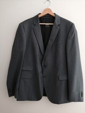 Strellson Jesse James Men's Wool Grey Stripe Blazer Single Breasted EU 52 US 42R
